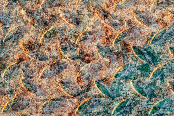 istock Old Scrapped Corroded Ribbed Steel Plate Abstract Background Grunge Texture 1087535948