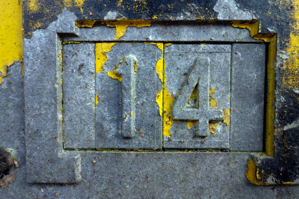 Written Wording in Distressed State Typography Found Number fourteen