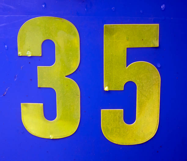 istock Written Wording in Distressed State Typography Found Number Thirty Five 1087544974