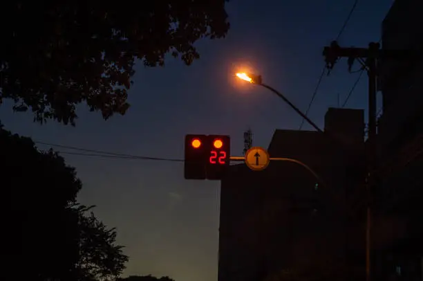 Night traffic lights in Brazil