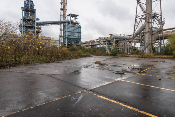 Industrial buildings in abandoned industrial site