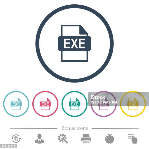 Exe File Format Flat Color Icons In Round Outlines Stock Illustration - Download Image Now - Business, Businessman, Circle