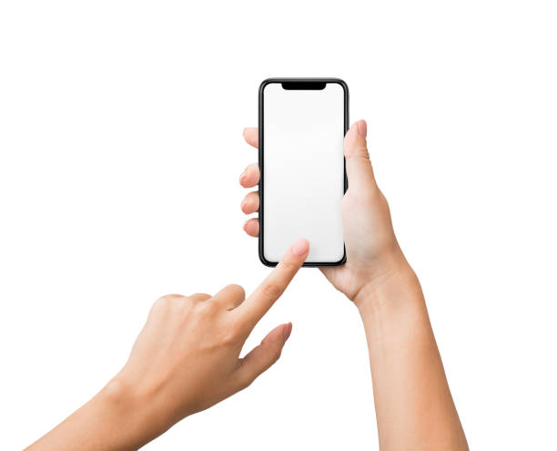 istock Female hand using blank touchscreen of smartphone 1087552258