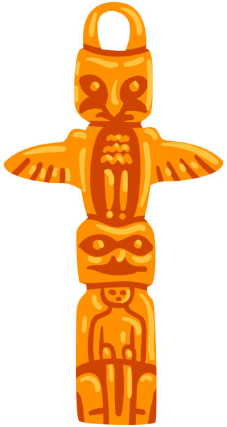 istock Totem pole, Maya civilization symbol, American tribal culture element vector Illustration on a white background 1087558210
