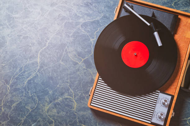 istock wonderful vintage Gramophone with a vinyl record 1087558324