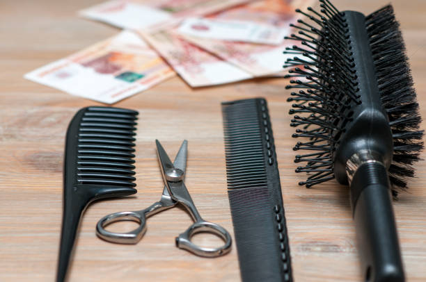 Hair Cut Neon with scissors and razor.