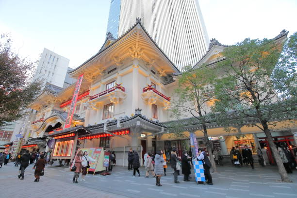 Tokyo Japan - December 10, 2018:  Unidentified people visit Kabukiza theatre Ginza in Tokyo Japan. Kabukiza is the principal theatre in Tokyo for traditional kabuki drama form opened in 1889.