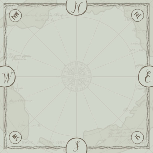 ilustrações de stock, clip art, desenhos animados e ícones de travel background with a wind rose and old map - drawing compass compass rose direction sea