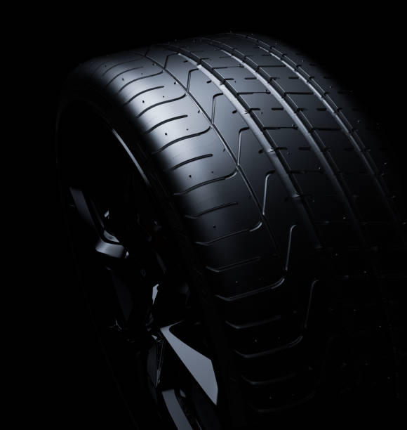 istock Close up of a tyre on a black background 1087583228