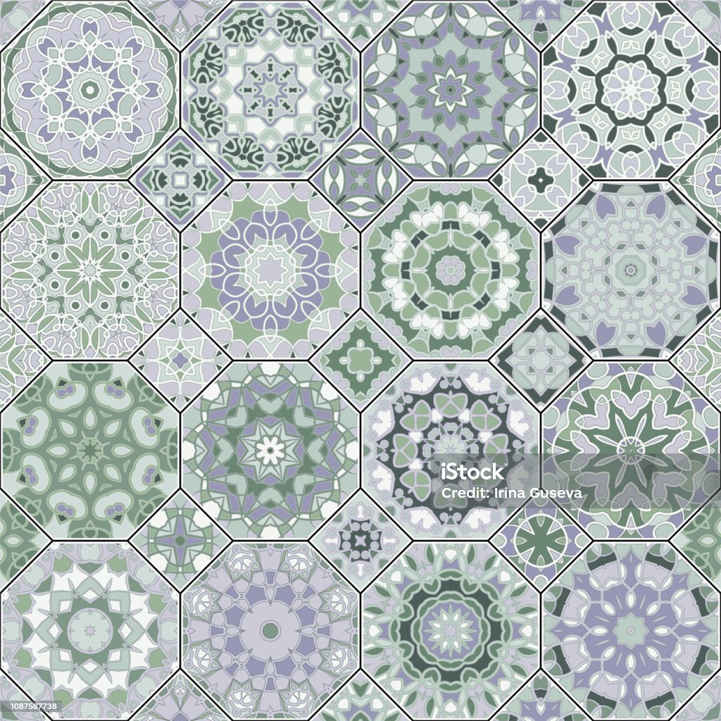 Octagonal Motif Set Of Octagonal And Square Patterns Stock Illustration - Download ...
