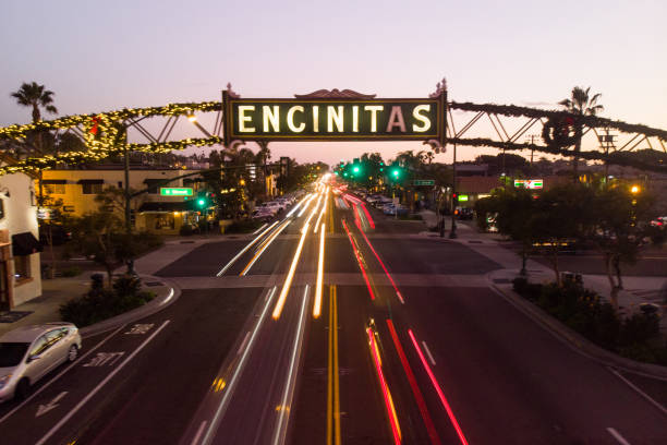 sinal de encinitas - san diego county - fotografias e filmes do acervo