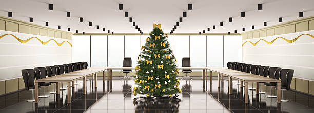 istock Christmas interior of modern boardroom panorama 3d 108760110