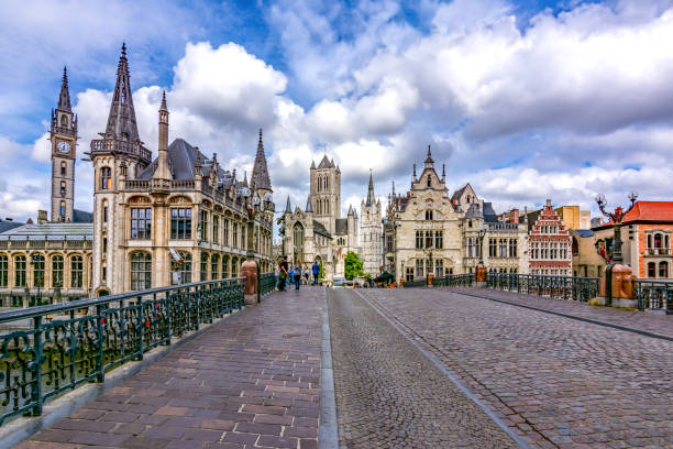 istock Towers and architecture of medieval Gent, Belgium 1087603764