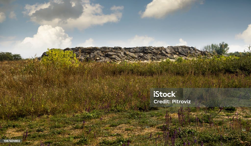 Stone Tomb archaeological site National-historical and archaeological site Kamyana Mohyla (Stone Tomb) near Melitopol, Zaporizhia Oblast, Ukraine Ancient Stock Photo