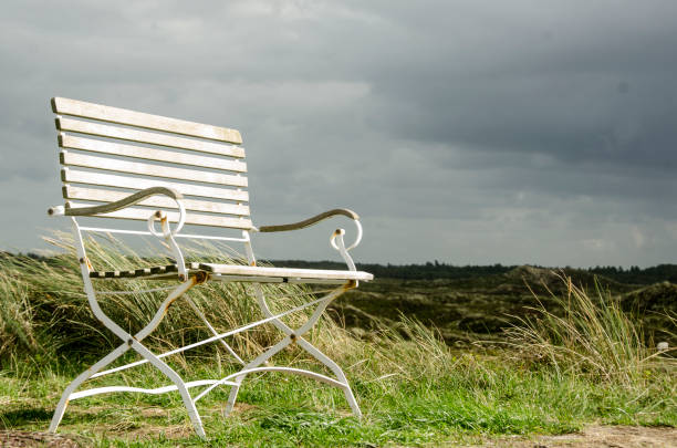 Bench on a sand dune at the North Sea