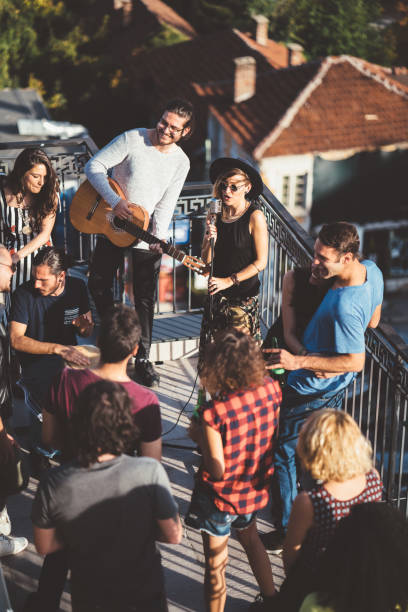 istock Music band performing on party 1087619020