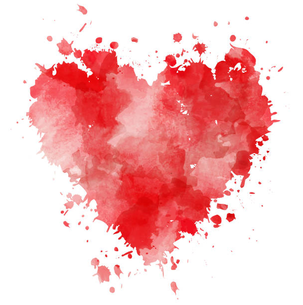 grunge aquarell herz - blob heart shape romance love stock-grafiken, -clipart, -cartoons und -symbole