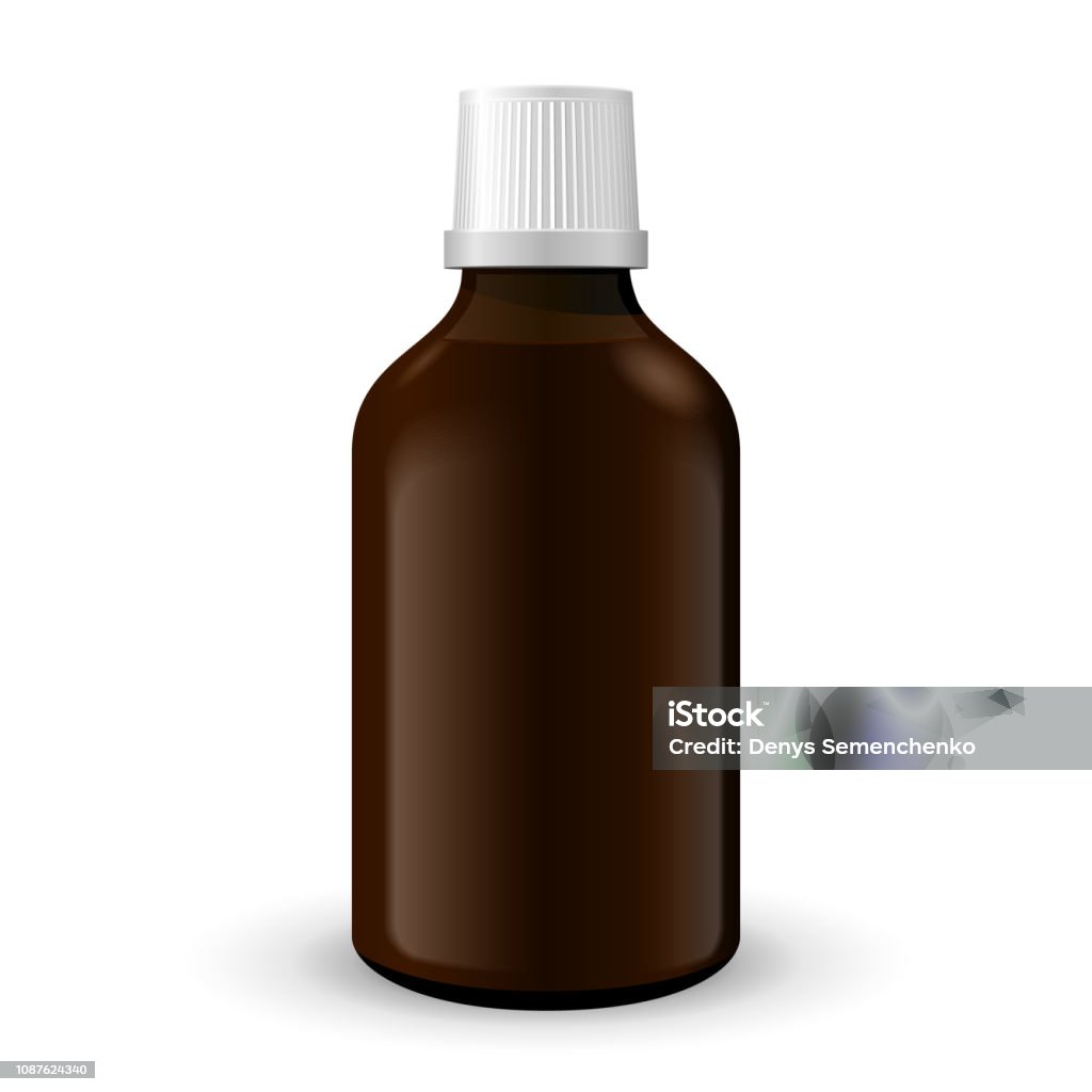 Medizinische Oder Alkohol Glas Braune Flasche Auf Weißem Hintergrund  Isoliert Bereit Für Ihr Design Produktverpackung Vektor Eps10 Stock Vektor  Art und mehr Bilder von Alkoholisches Getränk - iStock