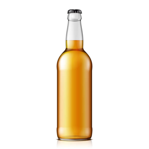 ilustrações de stock, clip art, desenhos animados e ícones de mock up glass beer lemonade cola clean bottle yellow brown on white background isolated. ready for your design. product packing. vector eps10 - wine bar beer bottle beer