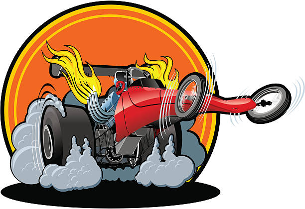 ilustrações, clipart, desenhos animados e ícones de dragster dos - racecar color image illustration technique speed