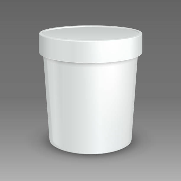 istock White Mock Up Bucket Tub Food Plastic Container For Dessert, Yogurt, Ice Cream, Sour Cream Or Snack. Ready For Your Design. Product Packing Vector EPS10 1087628430