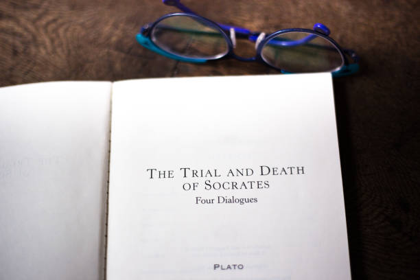 istock Open Book, Title Page: Plato, Trial and Death of Socrates 1087628488