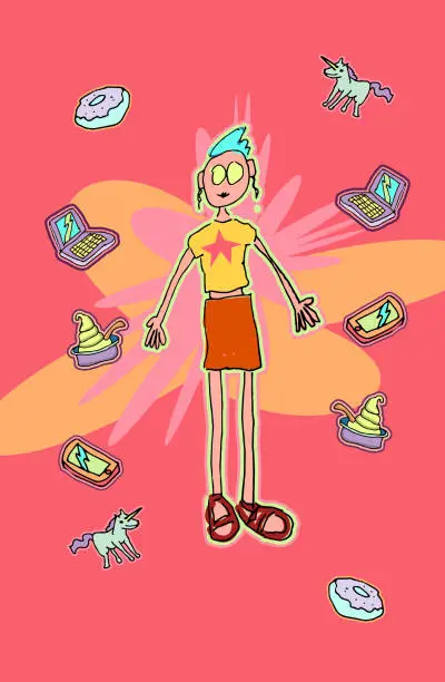 Vector illustration of Teenage Girl with Accessories