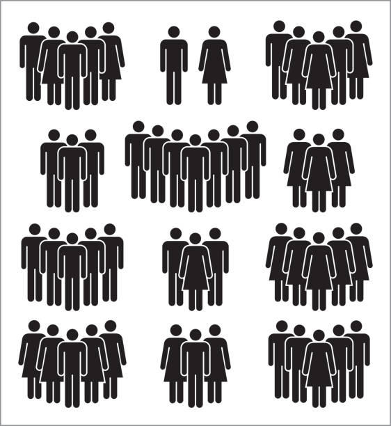 ilustraciones, imágenes clip art, dibujos animados e iconos de stock de conjunto de iconos de gente en blanco y negro. - businessman computer icon white background symbol