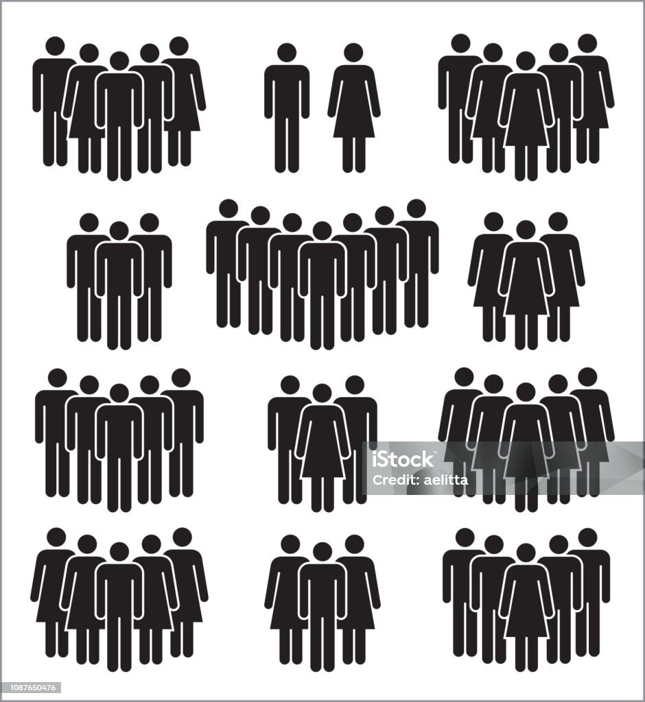 Set of people icons in black and white. Vector illustration of people icons. Icon Symbol stock vector