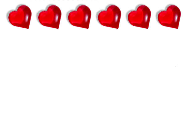 istock Red glossy hearts on white background with copy space, mock up. Valentine's day, love, romance concept 1087650800