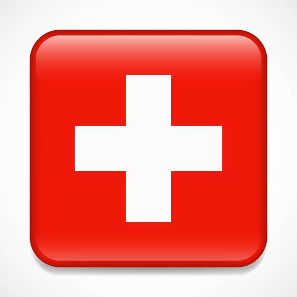 istock Flag of Switzerland. Square glossy badge 1087668686