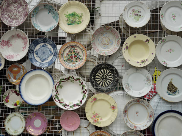 istock Ancient porcelain on market stall 1087668798