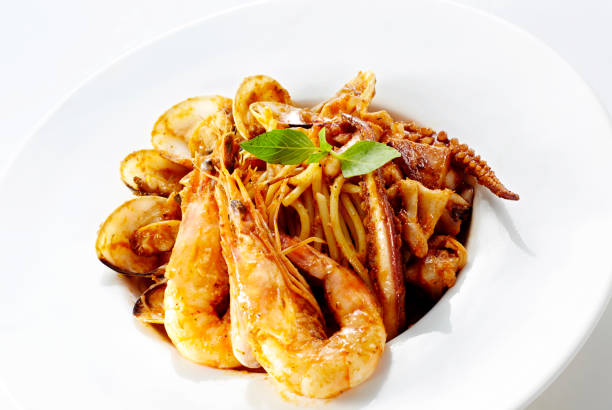 istock Delicious pasta on a white background 1087682124