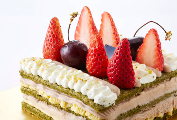 istock Delicious strawberry fruitcake on a white background 1087708958