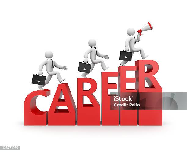 Illustration Of Man Climbing The Word Career Stock Photo - Download Image Now - Activist, Activity, Adult