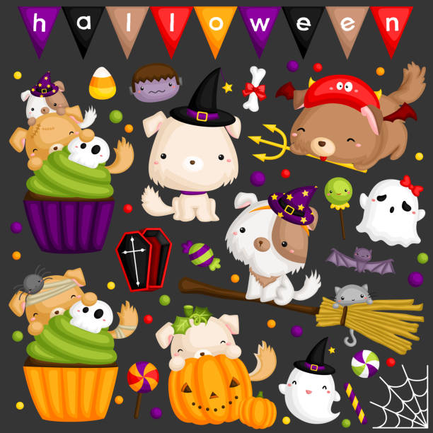 ハロウィーン犬画像セット - dog group of animals clothing animal点のイラスト素材／クリップアート素材／マンガ素材／アイコン素材