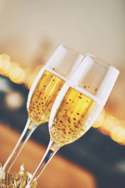 New Year celebrations champagne in flutes