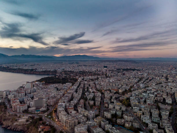 istock Drone with drawn city skyline 1087722160