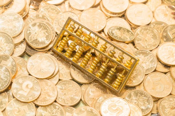 istock The gold abacus is placed on gold COINS 1087723794