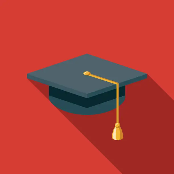 Vector illustration of Mortarboard Flat Design Prom Icon