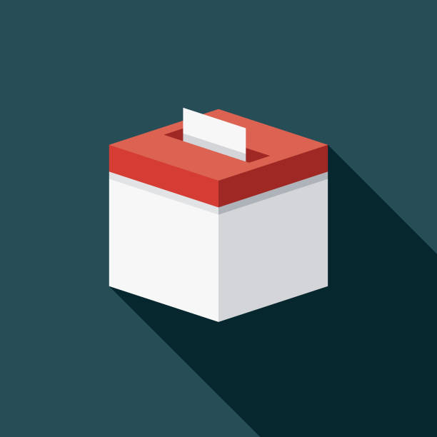 Ballot Box Flat Design Prom Icon A flat design icon with a long shadow. File is built in the CMYK color space for optimal printing. Color swatches are global so it’s easy to change colors across the document. voting box stock illustrations