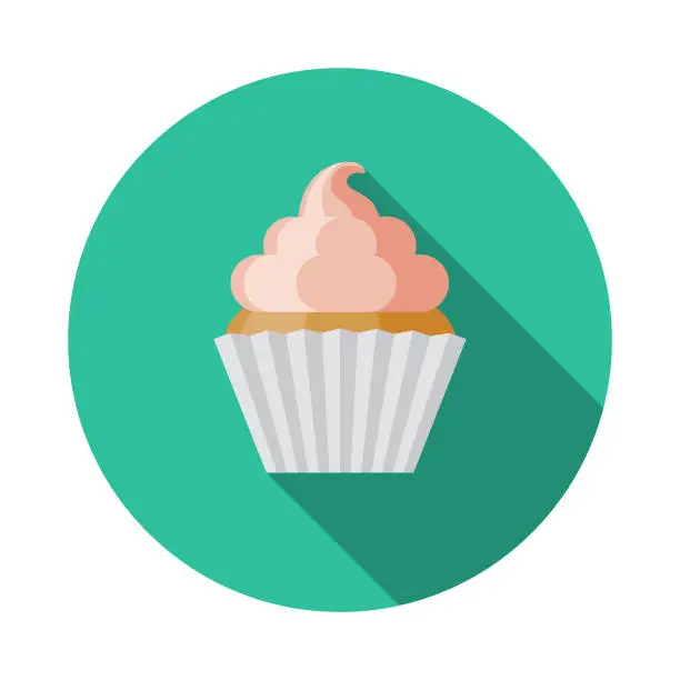 Vector illustration of Cupcake Flat Design Prom Icon