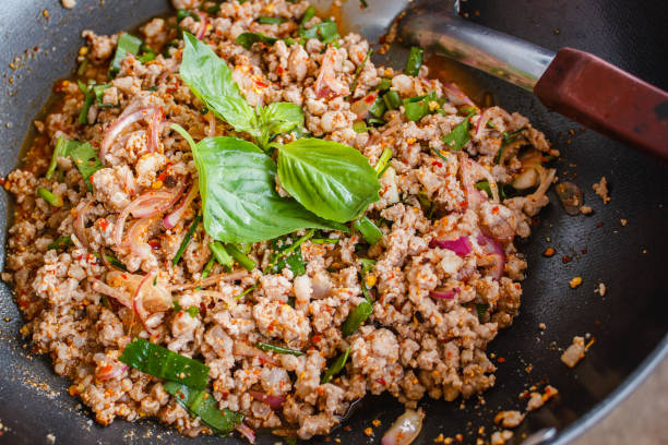 istock Thai food, spicy minced pork salad (Larb Moo). 1087739432