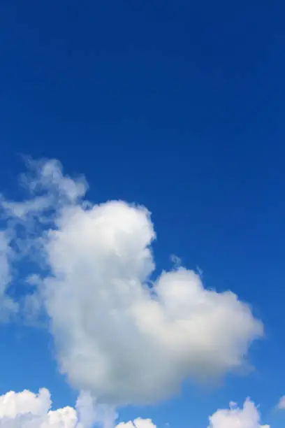 Photo of Blue sky with clouds shape white hearts beautiful.