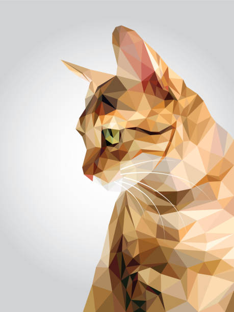 Tabby Brown Cat Green Eyes Isolated On White Background Stock Illustration  - Download Image Now - iStock