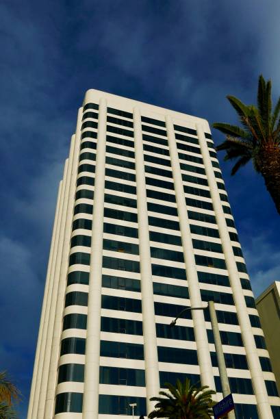 istock Tall Buildings with Vertical Line Exteriors 1087744326