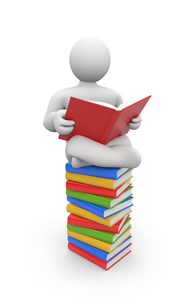 istock Person reading a book on a stack of books model 108774807