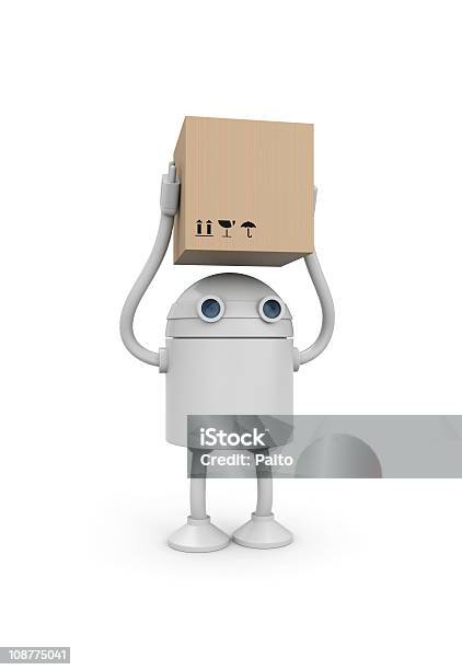Roboter Mit Pappkarton Stockfoto und mehr Bilder von Abschicken - Abschicken, Arbeiten, Arbeiter