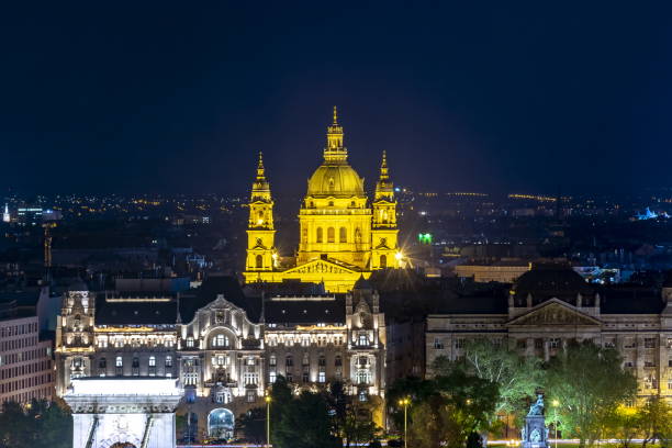 istock St. Stephen's Basilica at nSt. Stephen's Basilica at night, Budapest, Hungaryight, Budapest, Hungary 1087752932