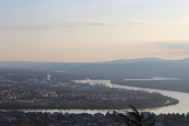 istock THE RHONE RIVER AT CONDRIEU LEVEL - SUNSET 1087755984